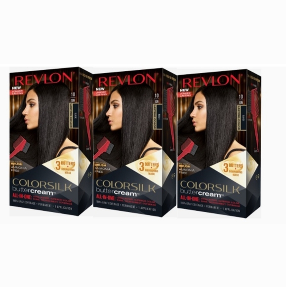 Revlon Colorsilk Buttercream Hair Dye Black Pack of 3